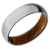 6mm Cobalt Satin finished with a Desert IronWood Sleeve Wedding Band.